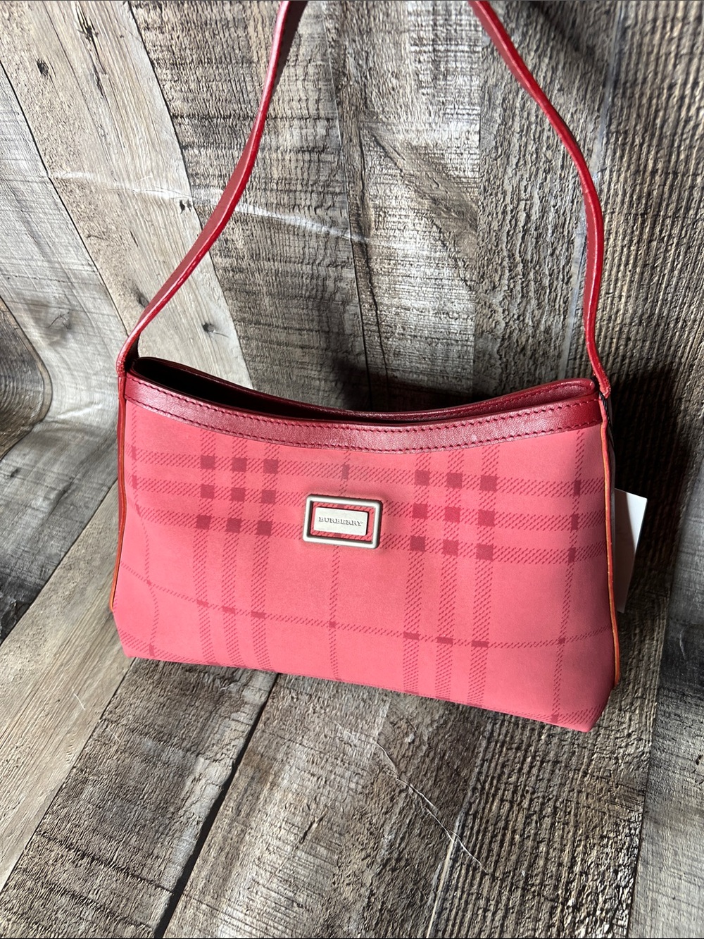 Burberry Coral-Red mini Plaid Shoulder Bag